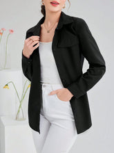 Solid Color Long Sleeve Women's Casual Shirt With Faux Pocket, Spring/Summer